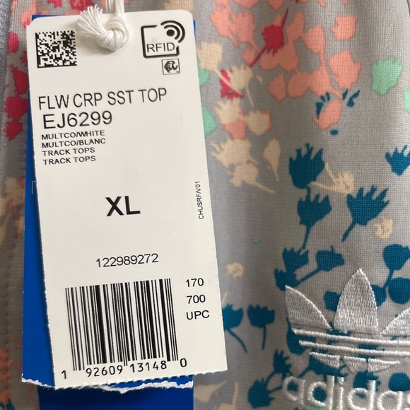 NWT Adidas Flower Track Jacket Girls Size 14-15th yrs/XL - Picture 6 of 8